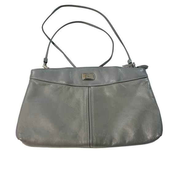 Etienne Aigner Handbags - VTG Etienne Aigner gray leather crossbody shoulder bag. 2 pockets. handbag purse